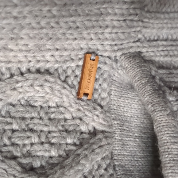 ROOTS* vintage cable knit 2/3n wide sleeve zip front lambswool cardigan sweater - Picture 10 of 13